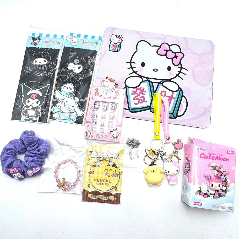 NEW SANRIO Lot of Hello Kitty Friends Mousepad Keychain Jewelry Nails Blocks